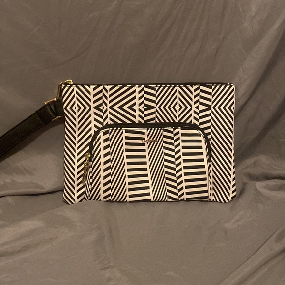Bebe Black and White Print Wristlet Bag - Picture 3 of 9
